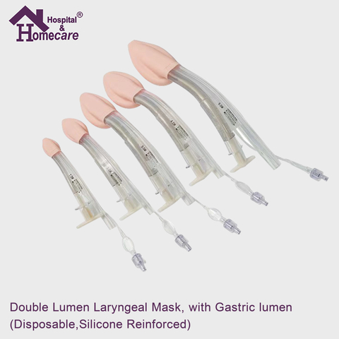 Double Lumen Laryngeal Mask, with Gastric lumen (Disposable,Silicone Reinforced)